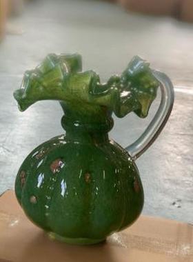 中古风芬顿花瓶复古南瓜纹手工家用法式高档水培插花玻璃装饰摆件