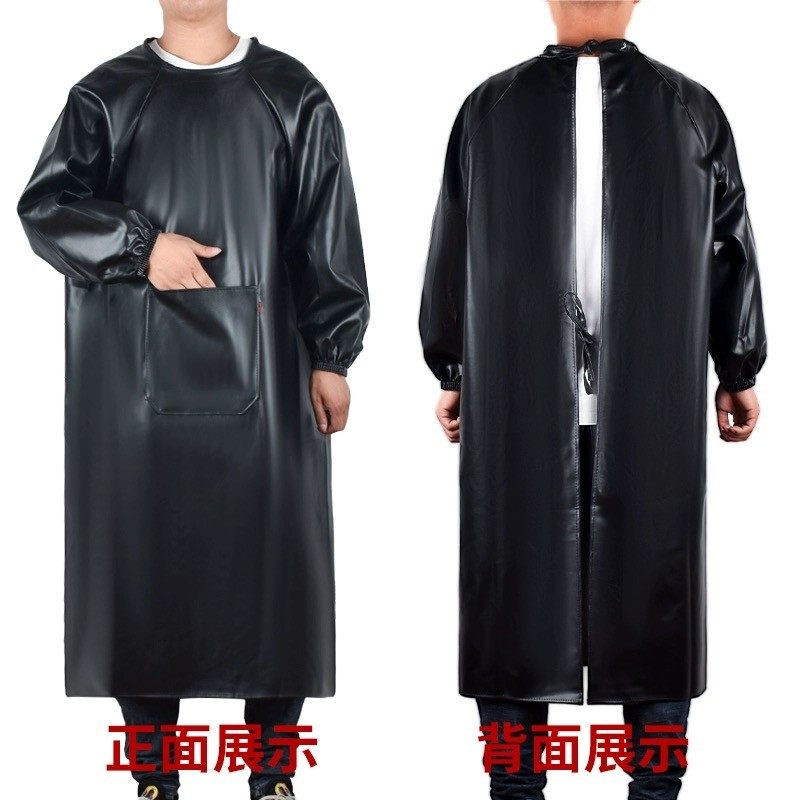 皮革防水防油长袖围裙耐酸碱男女干活反穿衣加厚工作服劳保罩衣,淘宝优惠券,粉丝福利购,淘宝优惠卷