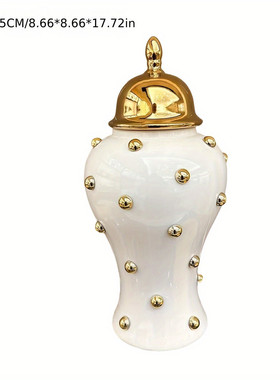 热销中东欧式泡珠陶瓷轻奢电镀将军罐欧洲花插花瓶工艺品摆件玄关