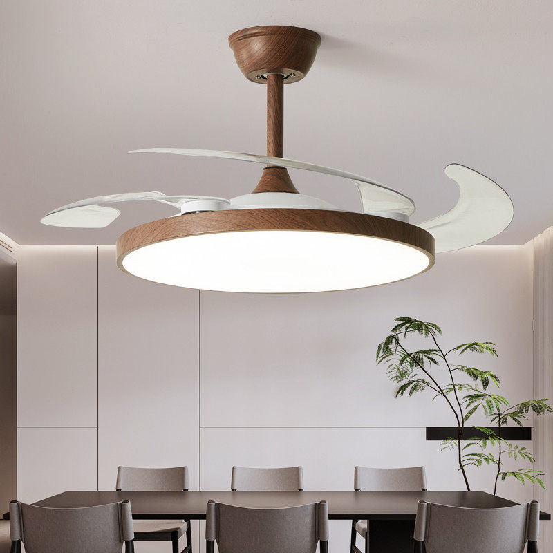 风扇灯隐形吊扇灯胡桃木色中古侘寂风静音护眼木纹餐厅卧室客厅灯,淘宝优惠券,粉丝福利购,淘宝优惠卷