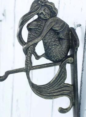 欧式铸铁美人鱼吊钩家居花园装饰吊篮挂架复古简约壁挂工艺品个性