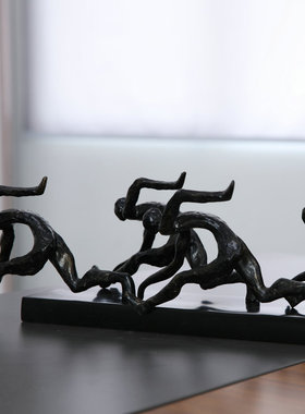 创意树脂办公室书桌桌面摆件现代简约黑色抽象奔跑人物家居摆件
