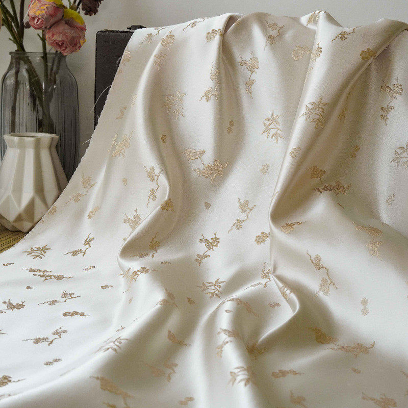 简约风缎面梅花旗袍汉服色织软垂面料古风时装小吊带质感提花布料,淘宝优惠券,粉丝福利购,淘宝优惠卷