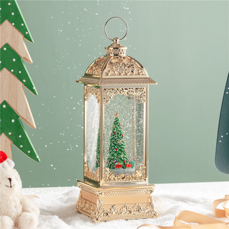 s01-2圣诞树火车电镀圣诞水晶球音乐盒摆件氛围布置小夜灯圣诞 - 图2