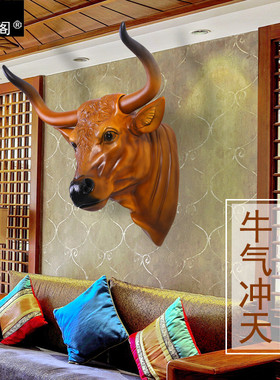 欧式仿真树脂工艺品鹿头壁挂挂件装饰家居墙挂件牛头装饰