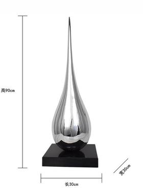 售楼处水滴雕塑摆件抽象几何玻璃钢酒店大理石底座商场装饰品家居
