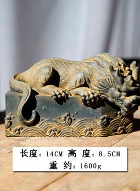 国风水兽仿铸铁镇水兽避中式蚣蝮桌面摆件招财茶宠家居纯手工艺品