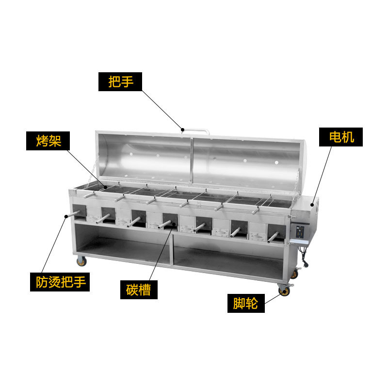 烤全羊炉子商用全自动翻转碳烤羊腿羊排炉气烤猪炉烤全羊架子 - 图3
