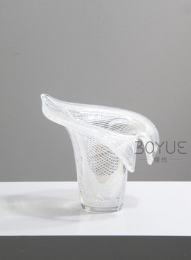 热销现代简约家居条纹炫彩琉璃花瓶设计师用样板间洽谈桌装饰台面