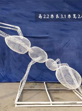 热销铁艺昆虫不锈钢镂空蚂蚁雕塑公园广场动物园林草坪金属抽象摆