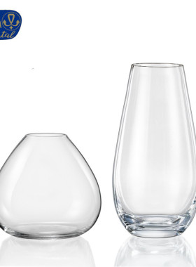 热销捷克进口bohemia水晶玻璃花瓶透明插花家居百合花富贵竹客厅