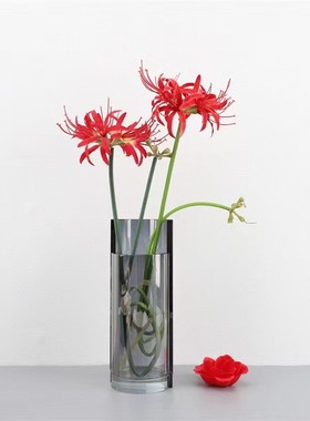 现代轻奢创意灰色水晶花插水晶摆件水晶摆件书房会所样板间客厅