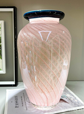 轻奢高级感手工琉璃花瓶客厅办公室插花样板间创意摆件器高级装饰
