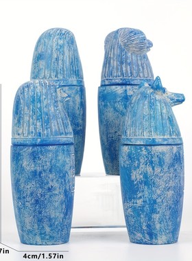 热销跨境古埃及文物木乃伊盒罐4件套canopicjars刻有铭文法老装饰