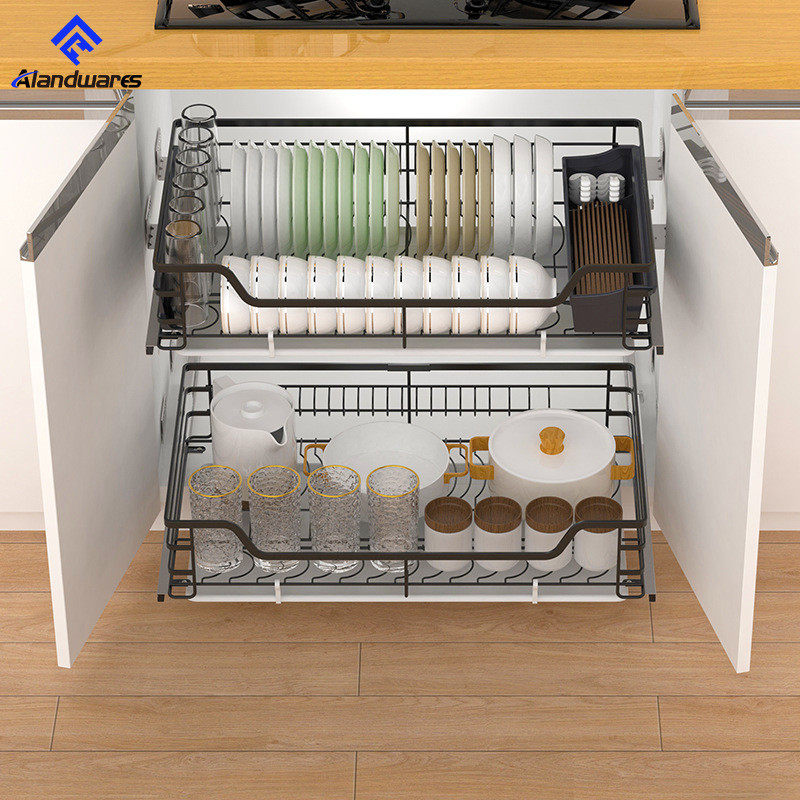 置物架收纳缓冲接水盘调味拉篮碗碟架柜体橱房双层四边抽屉式碗篮,淘宝优惠券,粉丝福利购,淘宝优惠卷