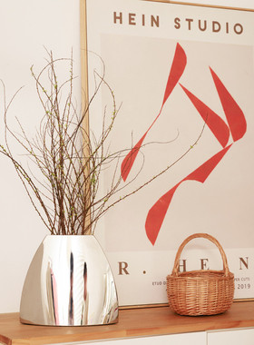 不锈钢现代几何插花餐厅酒店摆件客厅卧室创意样板房简约花瓶花器