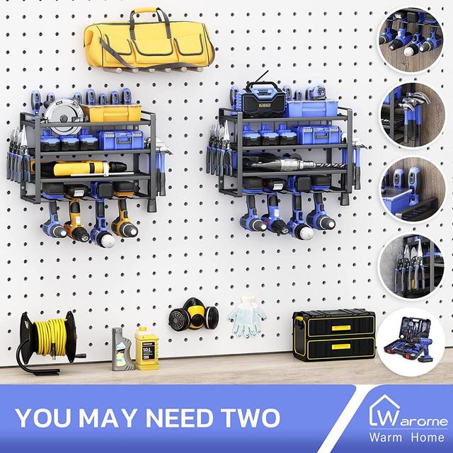 New four-layer wall-mounted power tool storage rack heavy duty floating tool rack handheld electric drill storage rack