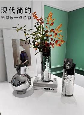 简约现代金属不规则鱼鳞花器样板房摆件软装家居饰品客厅创意抽象