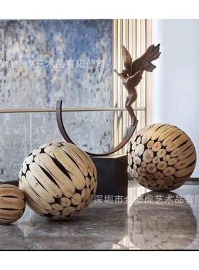 创意面具落地天使摆件喜庆热烈红色落地雕塑台面现代抽象艺术品