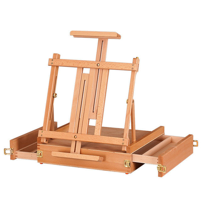 Desktop beech wood drawer easel for desktop art students multi-function folding portable sketching outdoor tool box