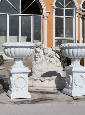 热销大理石花盆 欧式风格园林绿化石雕花盆钵天然石材花工厂