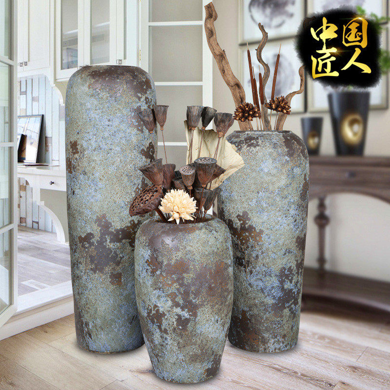 复古手工落地大号粗陶瓷罐插干支餐厅酒店摆设花瓶景德镇盆坛子缸,淘宝优惠券,粉丝福利购,淘宝优惠卷