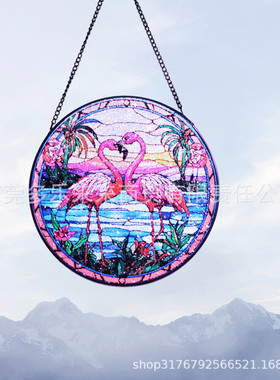 彩绘玻璃挂饰，20cm立复古热销玻璃挂件浮雕新款线艺术装饰