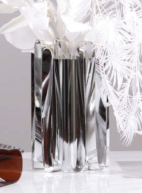 热销简约现代轻奢金属艺术花瓶摆件样板间售楼处客厅书房插花干器