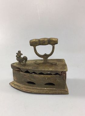 古玩杂项铜器民国复古熨斗公鸡怀旧物件家居工艺品仿古摆件铜熨斗