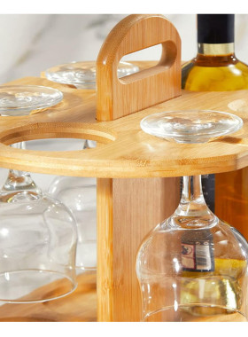 竹木红酒架倒挂竹制创意置物悬挂收纳高脚水杯沥水杯架