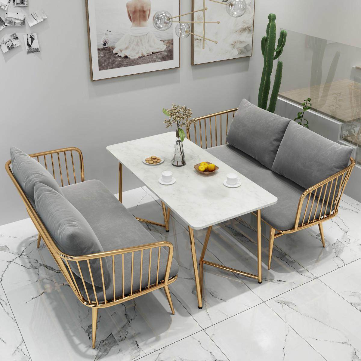 轻奢网红接待洽谈双人沙发奶茶店沙发椅售楼处轻奢铁艺沙发卡座,淘宝优惠券,粉丝福利购,淘宝优惠卷