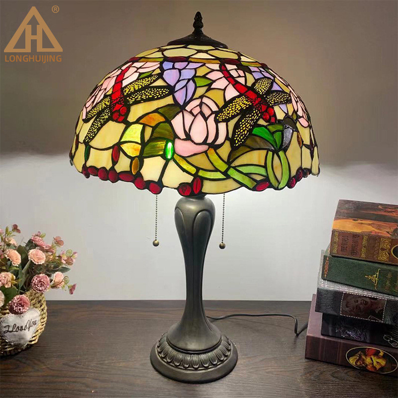 民国复古台灯床头灯创意简约温馨浪漫美式怀旧彩色玻璃手工灯饰 - 图2