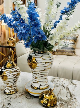 热销手工高级感陶瓷花瓶轻奢风软装艺术摆件欧式家居高档装饰工艺