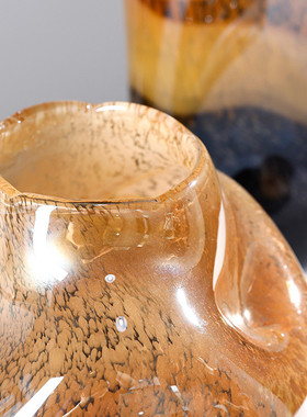 热销软装中古艺术不规则渐变玻璃花瓶高档创意摆件酒店样板房客厅