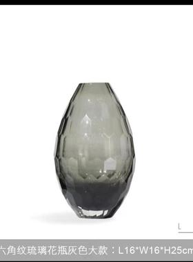 创意轻奢水晶琉璃北欧玻璃花瓶透明摆件简约客厅插花干花装饰细口