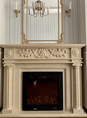 热销大理石摆件天然石材石雕欧式简约壁炉美式装饰柜壁炉架