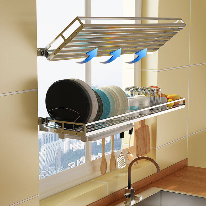 304不锈钢窗台厨房壁挂置物架 免打孔窗户沥水碗碟挂杆收纳锅具架,淘宝优惠券,粉丝福利购,淘宝优惠卷
