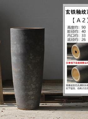 民宿缸陶瓷复古粗陶罐酒店茶楼落地花瓶庭院荷花手工坛子日式摆件