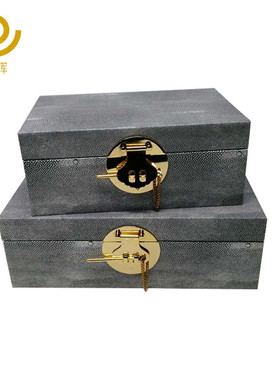 新中式样板房软装木漆收纳盒摆件客厅卧室书柜古典创意家居摆设品