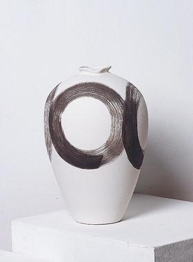 侘寂风手绘陶瓷花瓶茶室会客厅意境装饰品售楼处陶罐摆设博古架