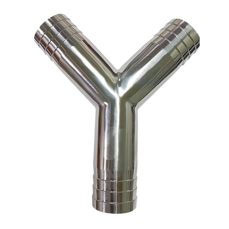304不锈钢卫生食品级y型接头皮管软三通叉型三通管道连接焊接三通 - 图0