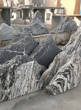 厂家供应雪浪石切片石组合泰山自然园林景观石石造景装饰草坪石