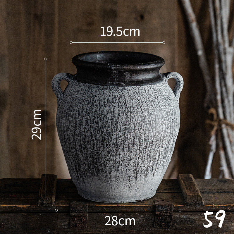 花盆复古艺术陶罐旧陶盆粗陶做花瓶陶土插花手工古风陶瓷花盆其他 - 图2
