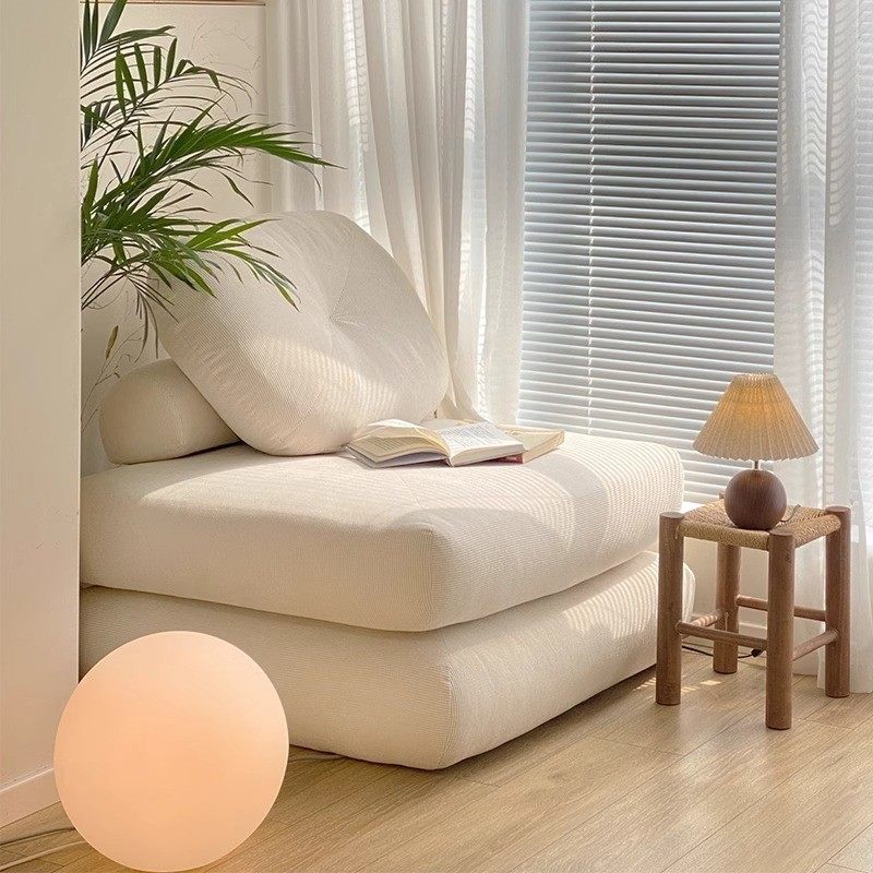 奶油单人沙发小户型客厅豆腐块麻薯沙发床折叠两用模块懒人可折叠,淘宝优惠券,粉丝福利购,淘宝优惠卷