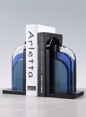 创意轻奢简约蓝色水晶不规则装饰摆件挡样板房时尚现代家居书靠书