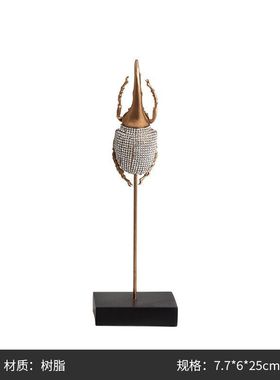 创意轻奢简约抽象桌面钻甲虫摆件样板间酒店时尚家居银装饰工艺品