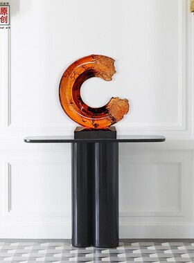 热销高档大堂装饰摆设仿琉璃蓝色艺术品酒店树脂软装雕塑