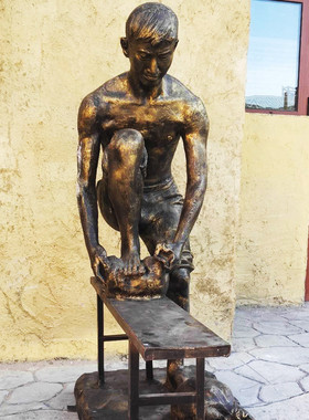 厂家现货民俗小品商业街景观茶文化铸铜摆件玻璃钢雕塑仿铜人物像