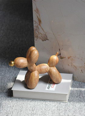 热销现代气球狗家居装饰品木纹客厅玄关电视柜网红创意儿童房轻奢