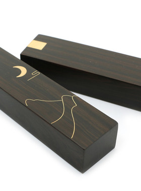 红木雕刻工艺品摆件镇纸紫光檀铜嵌月亮创意文房镇尺压纸厂家批发